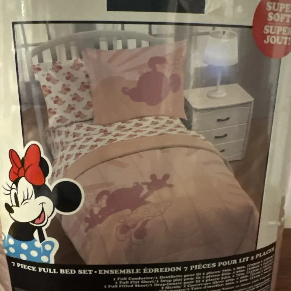 Disney Minnie Mouse Full Size Comforter Set - 7 Piece Bedding NIP Pink